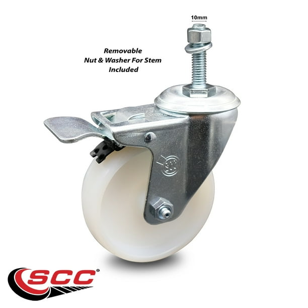 Service Caster Brand High Temp Glass Filled Nylon Swivel Threaded Stem Caster w/4 x 1.25 Brown Wheel and 12MM Metric Stem & Total Locking Brake 300 lbs Capacity/Caster Service Caster Brand High Temp Glass Filled Nylon Swivel Threaded Stem Caster w/4 x 1.25 Brown Wheel and 12MM Metric Stem & Total Locking Brake 300 lbs Capacity/Caster